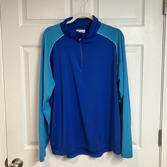 Peter Millar Crown Sport 1/4 Zip Long Sleeve Pullover Plaza Blue Mens Size XL - Picture 1 of 11